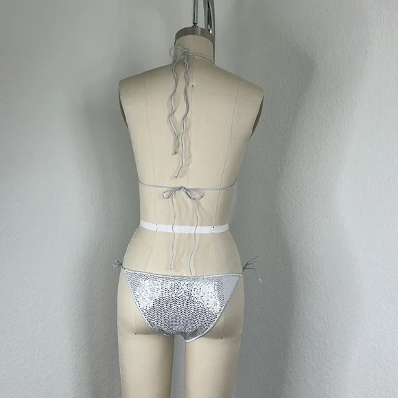 Oseree PAILLETTES MICROKINI Disco Triangle Toe String Bikini